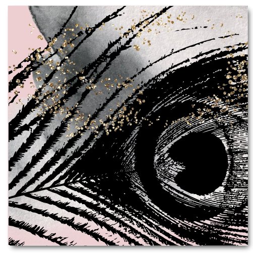 Coaster af keramisk flise. Watercolor med sort fjer. MoodTiles