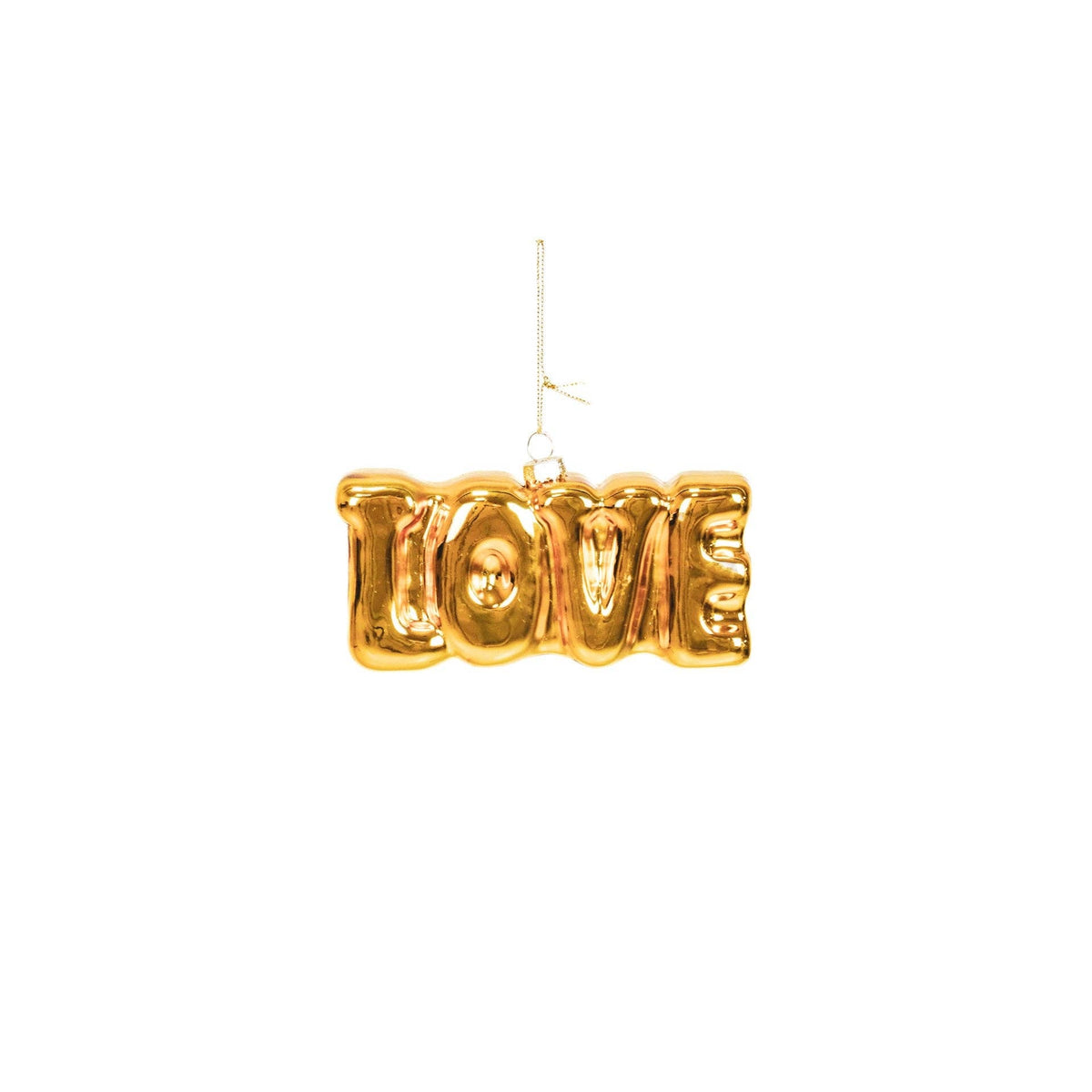 Julekugle udformet som ordet LOVE i glas, Guld