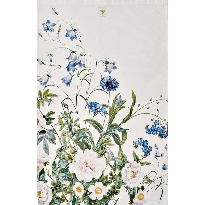 Blå blomst Have økologisk viskestykke - lavet i Europa - MoodTiles