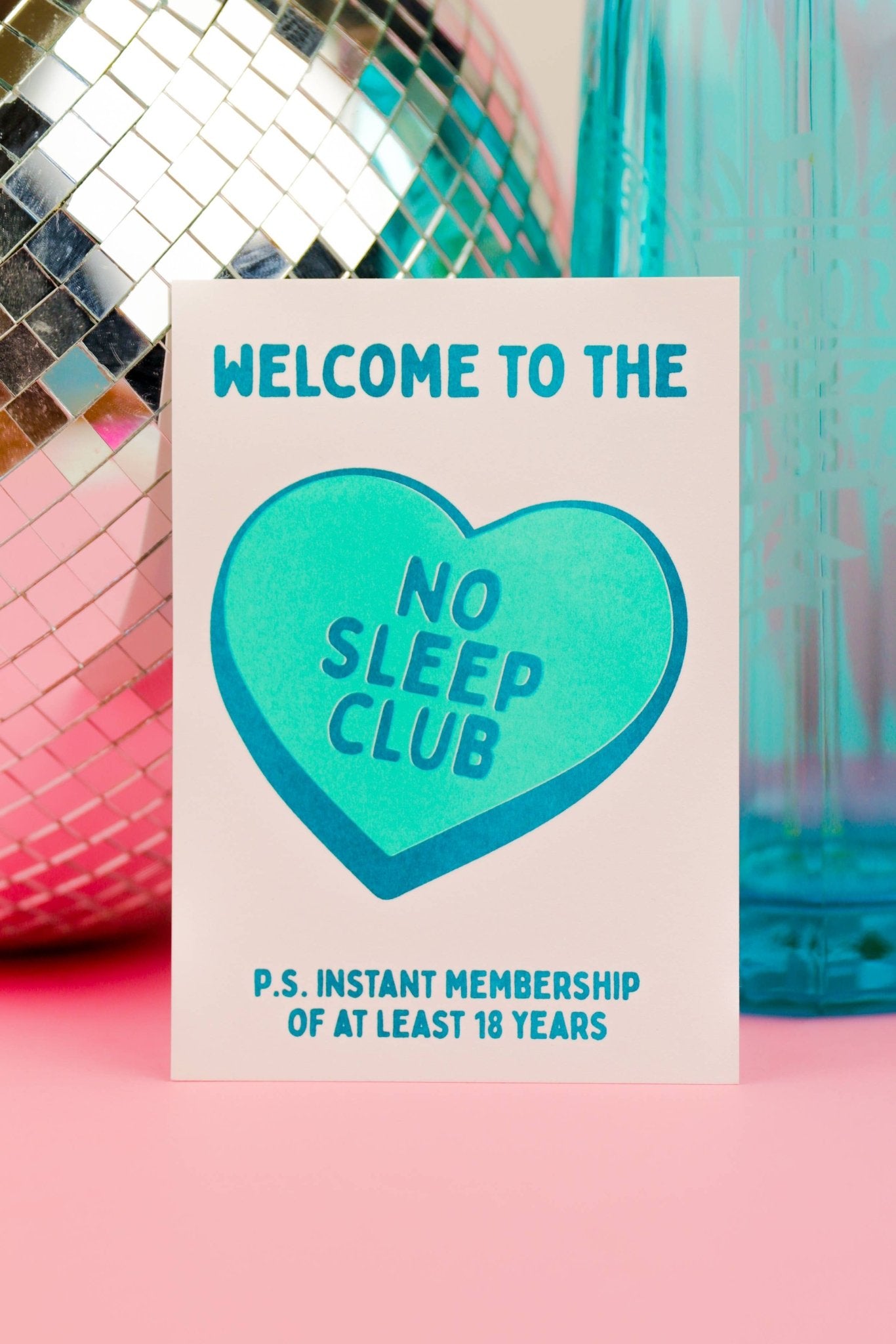 Ingen søvn klub mynte Risograph Postkort - MoodTiles