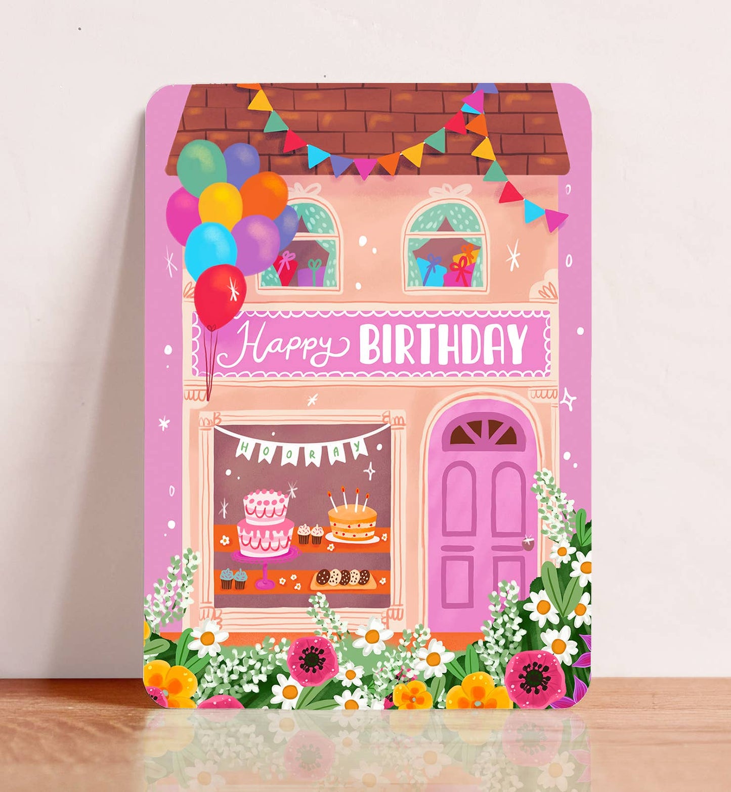 Kort fødselsdag lykønskning butik gave blomster kvinde postkort - MoodTiles