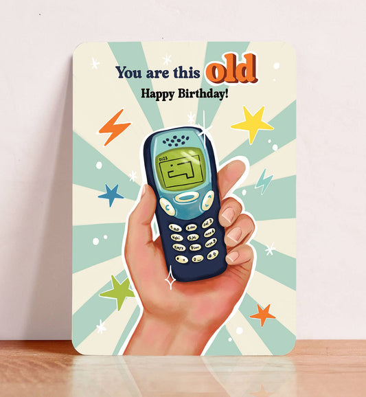 Kort fødselsdag lykønskning mand retro telefon postkort - MoodTiles