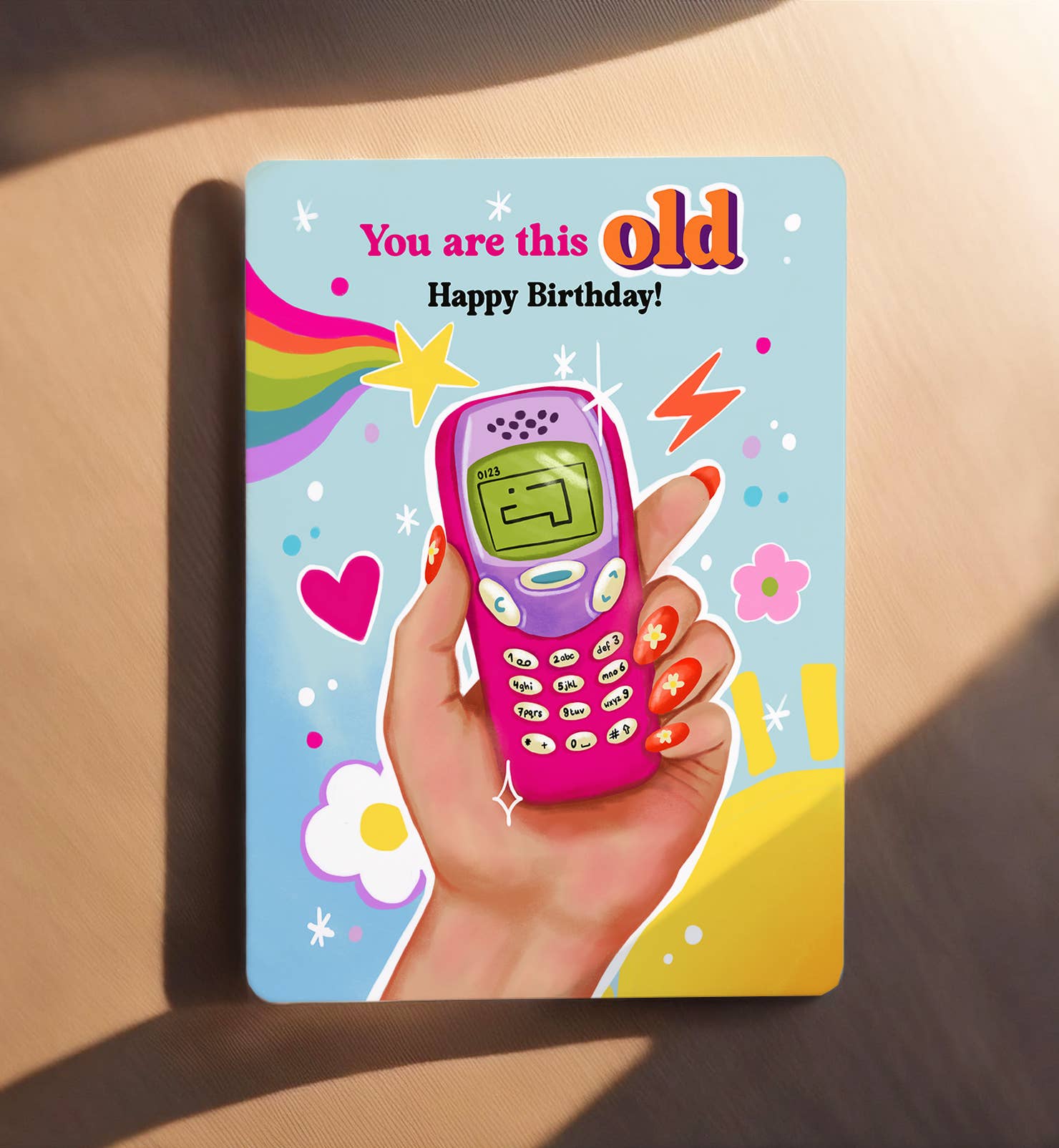 Kort fødselsdagskort kvinde retro telefon sjovt postkort - MoodTiles