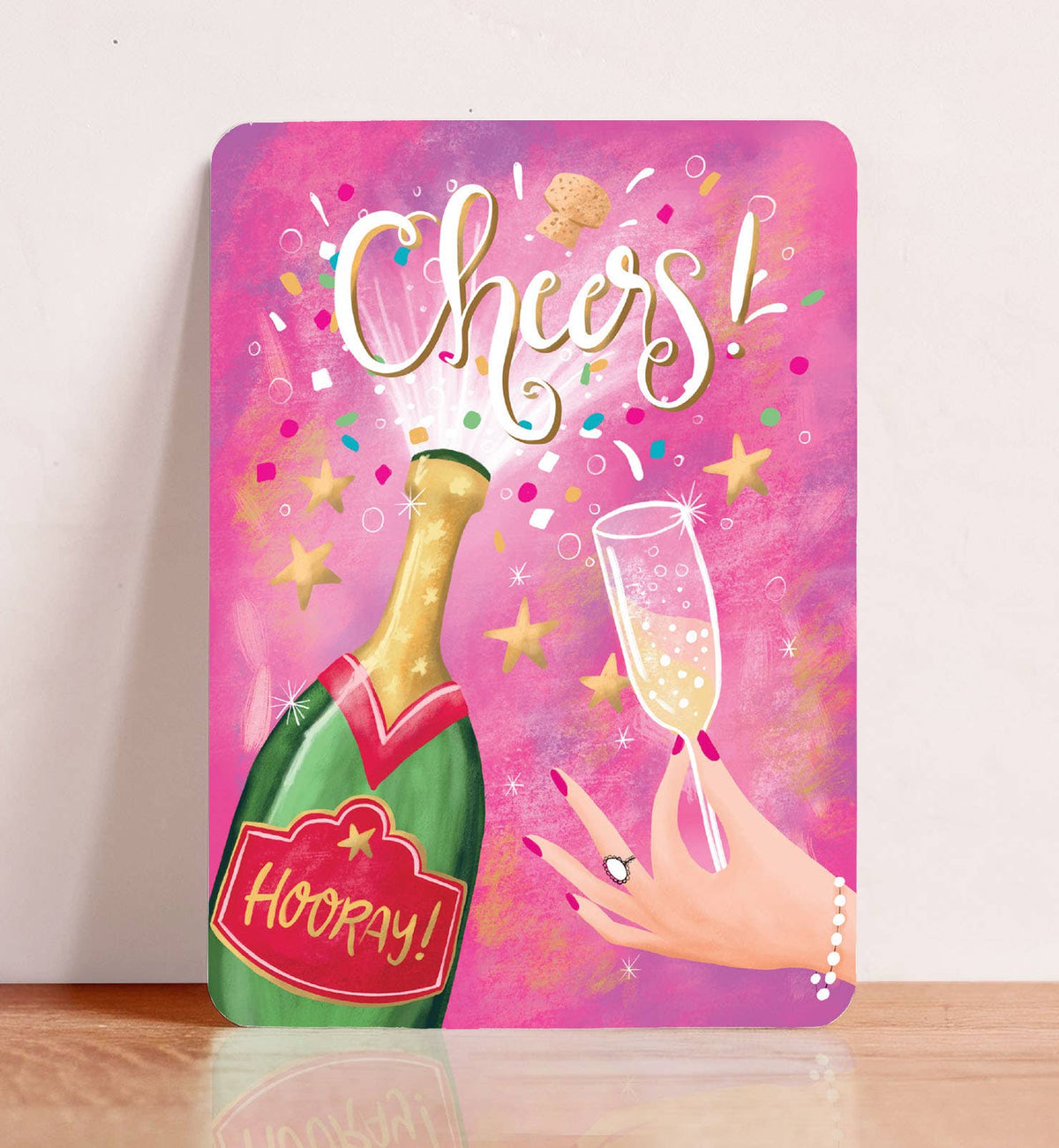 Kort tillykke champagne fødselsdag kvinde postkort - MoodTiles