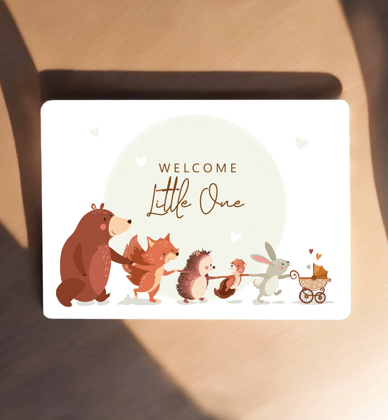 Kort tillykke fødsel skovdyr sødt postkort - MoodTiles