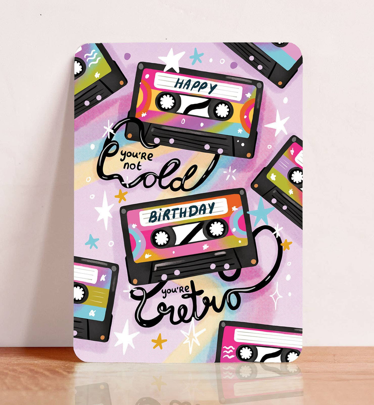Kort tillykke fødselsdag retro gammel sjov postkort - MoodTiles