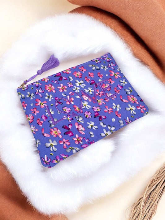 Love flower makeup taske 20x15cm CY07: Blå - MoodTiles