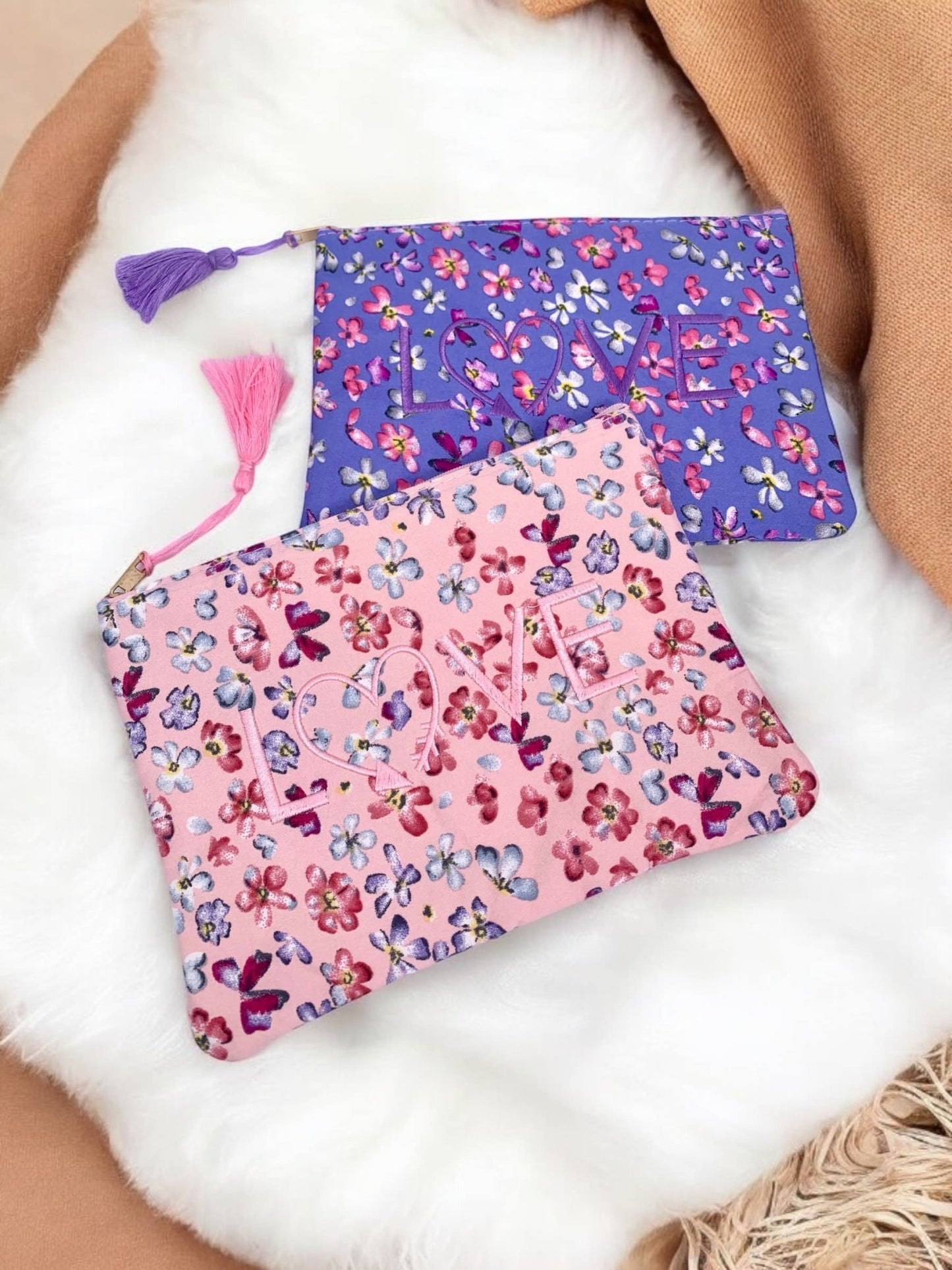 Love flower makeup taske 20x15cm CY07: Lyserød - MoodTiles