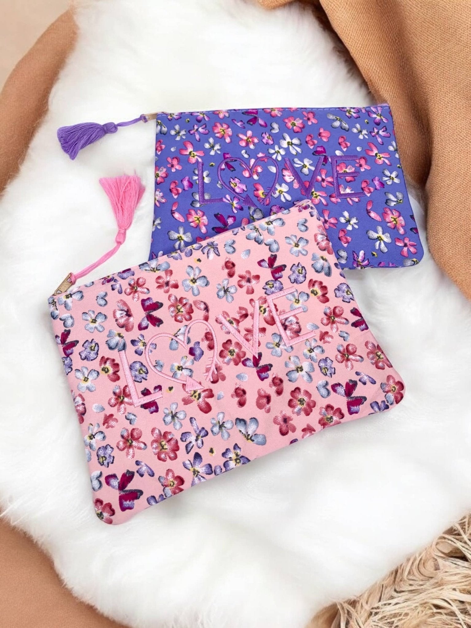 Love flower makeup taske 20x15cm CY07: Lyserød - MoodTiles