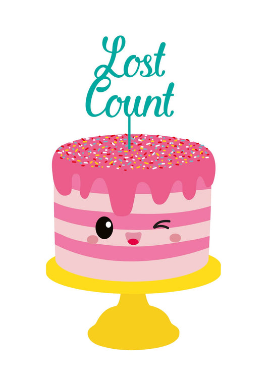Postkort Lost count fødselsdagskagekort - MoodTiles