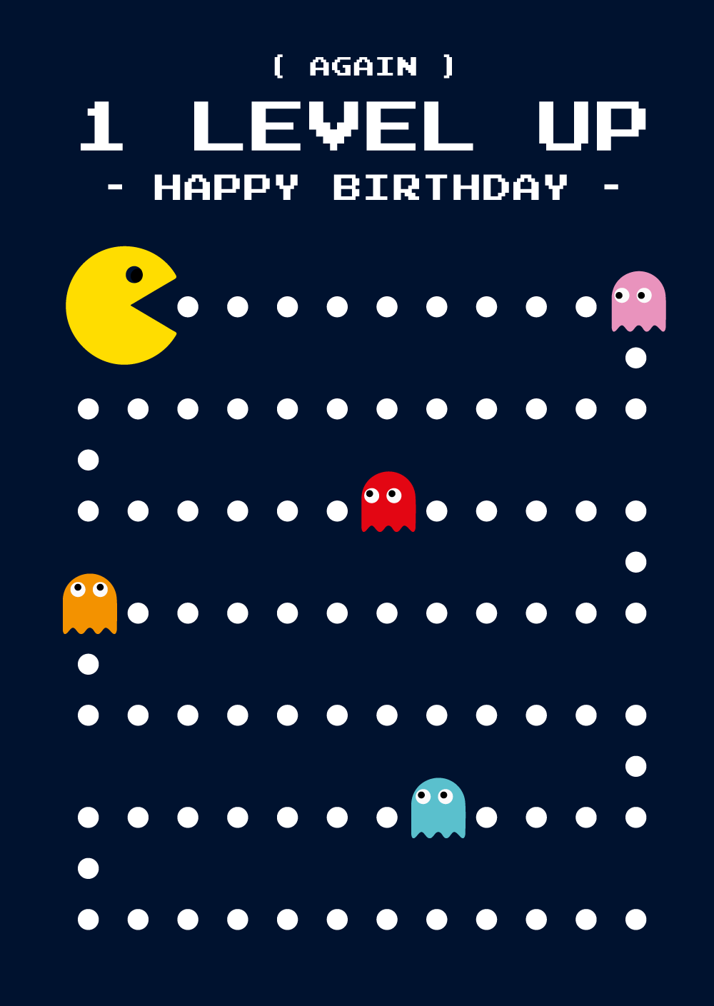 Postkort Pac Man fødselsdag 1 niveau op - MoodTiles