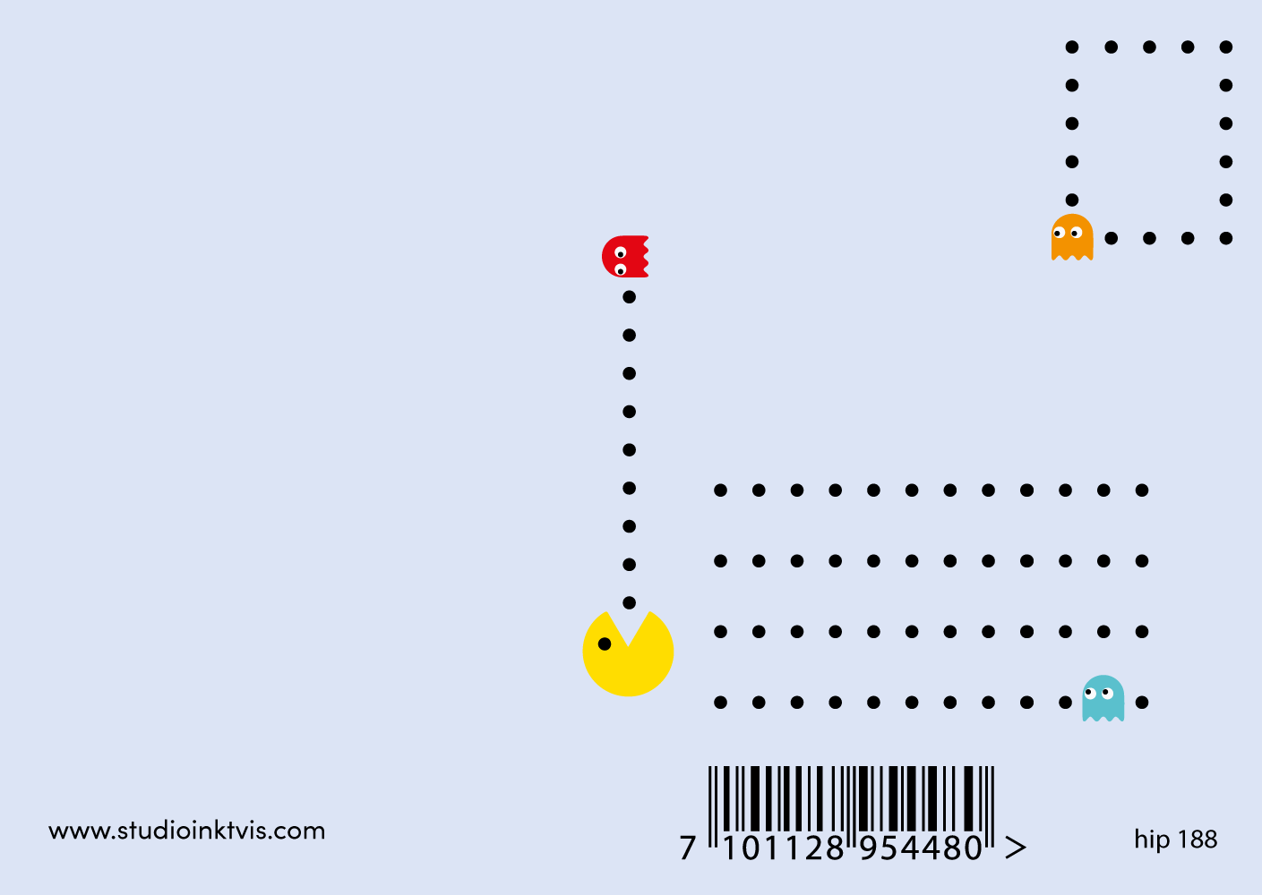 Postkort Pac Man fødselsdag 1 niveau op - MoodTiles