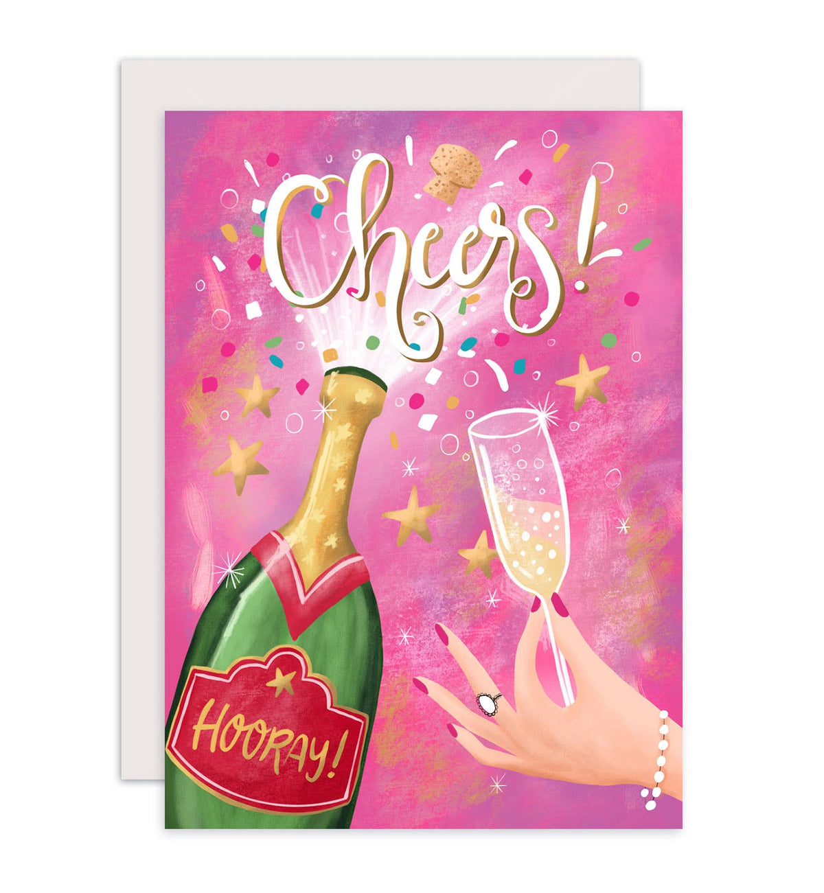 Tillykke champagne og konfetti cheers fødselsdagskort - MoodTiles