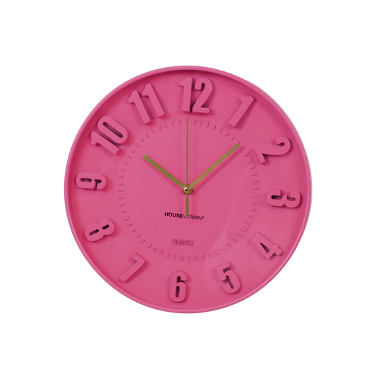 Ur - Vægur Numre - Neon Pink - 30x30x4cm - MoodTiles