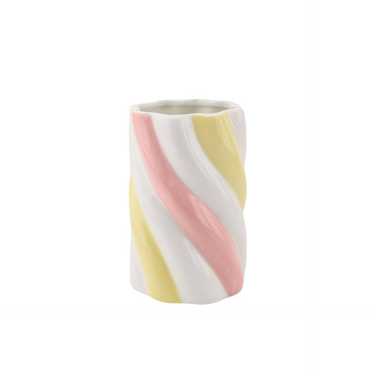 Vase - Skumfidus - Dolomit - Gul/Rosa/Hvid - 10x10x15cm - MoodTiles