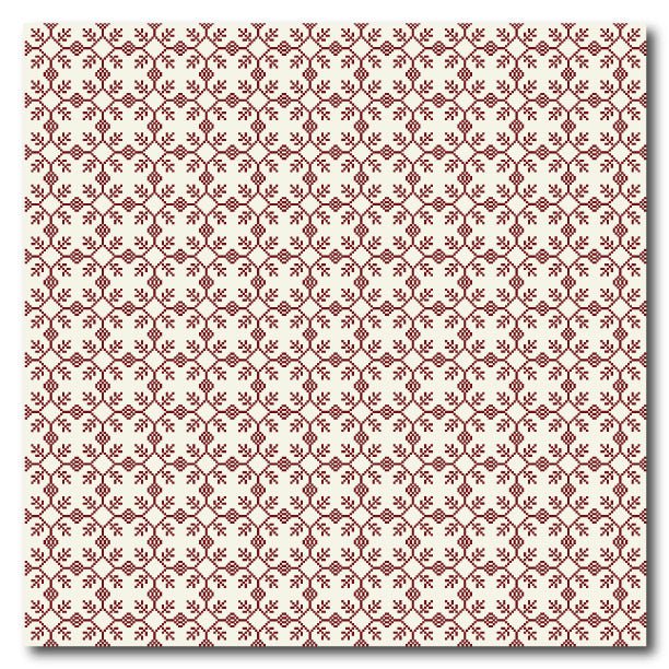 Bordskåner i keramisk flise med nordisk mønster i creme og rød. Jule coaster. MoodTiles